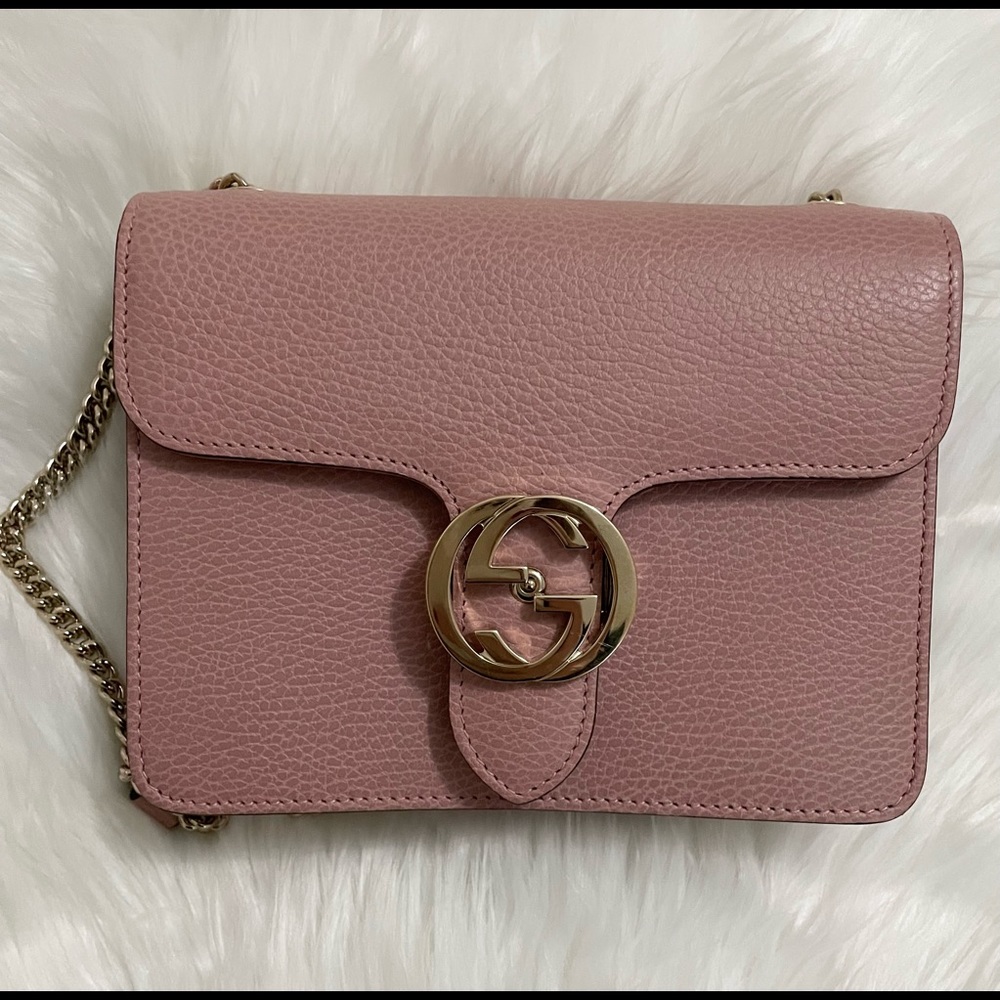 Gucci Dollar Calfskin Small Interlocking G Shoulder Bag Pink - Picture 4 of 14